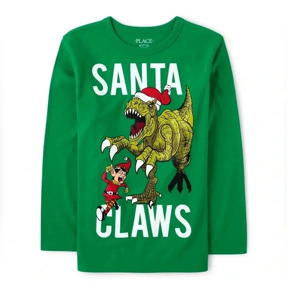 Unisex Kids Dino Graphic Long Sleeve Tee, Size Small 5/6 - Picture 1 of 3